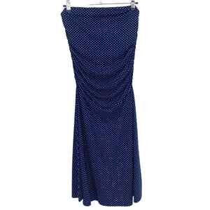 Z Universe Dress Womens Small Blue Strapless Polka Dot Built In Bra Ruche Casual